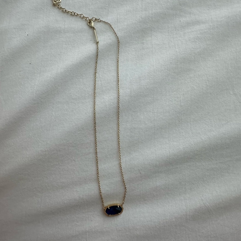 Kendra Scott Gold Necklace with Deep Blue Pendant